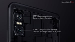 sensores de la cámara dual del redmi Note 5