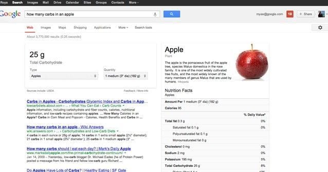 Portada Google Search info nutricional