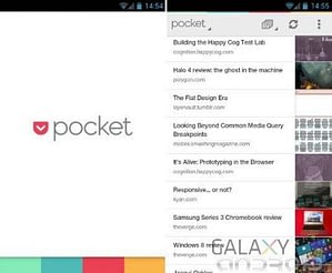 Interfaz de Pocket Android app